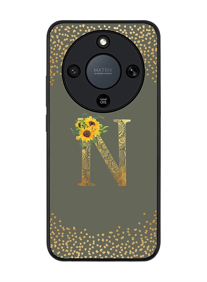 For Honor X9d / Magic8 Lite / X70 Case,Slim fit Camera Protection, Shockproof Thin Phone cover  - Custom Floral Monogram - N  (Olive Green )